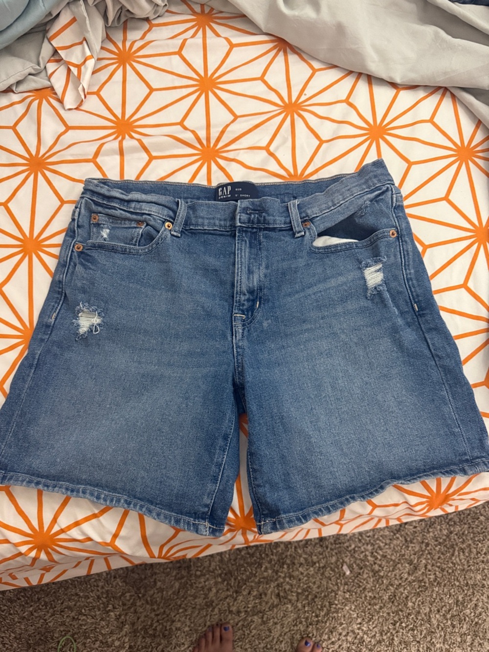 GAP Distressed Denim Shorts in Blue